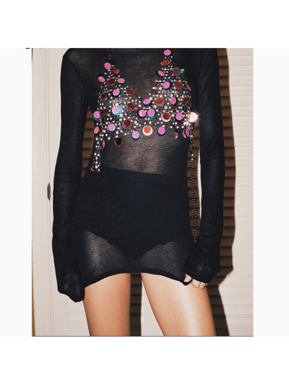 Zara Sequin Mirror Chain Bra Top - Picture 7 of 10